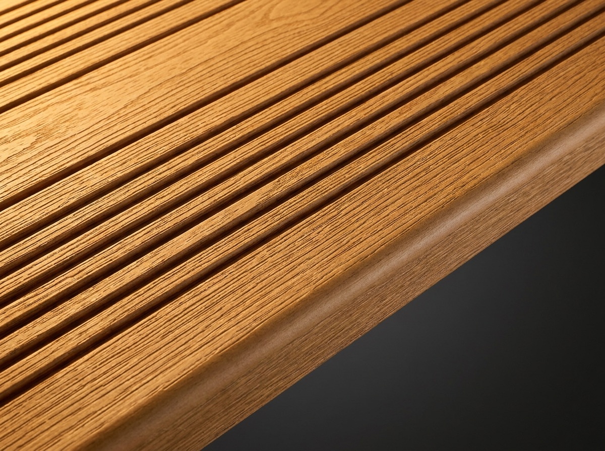 Рифлёная поверхность ступени Woodvex крупным планом - рельеф R11 против скольжения